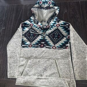 Stylish Gray Hoodie with Geometric Pattern